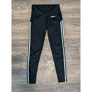 ADIDAS Women Size SMALL S Running Yoga ATHLETIC LEGGINGS Stripes Inseam 24 "